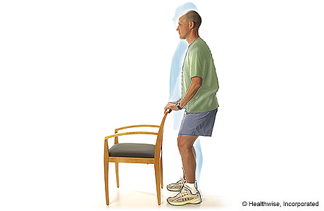 Man doing shallow standing knee bends