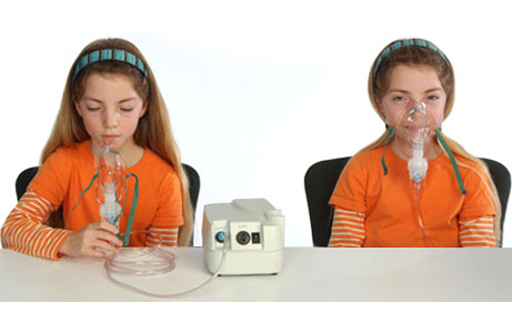 A nebulizer and a face mask.