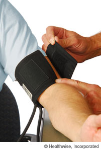 Blood pressure cuff that is too small.