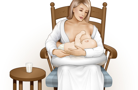 How to cradle the baby while breastfeeding.