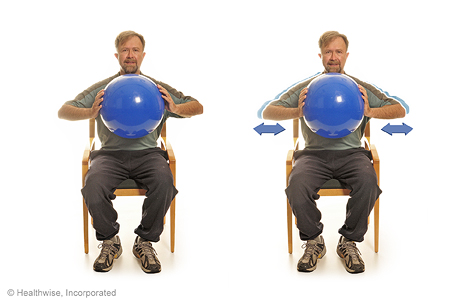 Chest squeeze with a ball