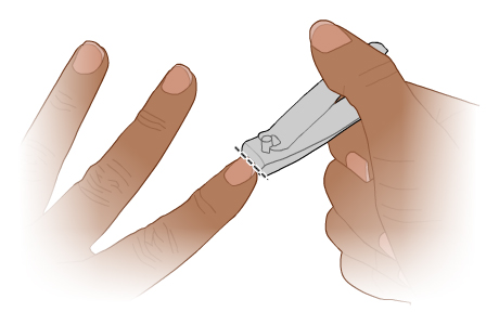 Person trimming a fingernail with clippers