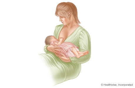 Cradle hold for breastfeeding.