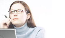 Photo of woman using a computer