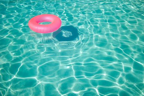 a life preserver or flotation device in a pool